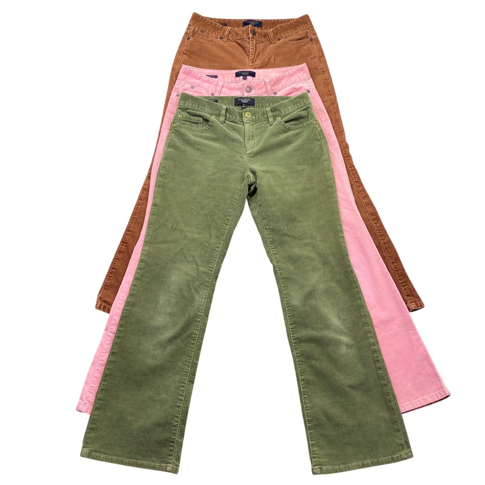 Talbots Lot of 3 Signature Boot Corduroy Pants Pink Green Brown Size 2P Western
